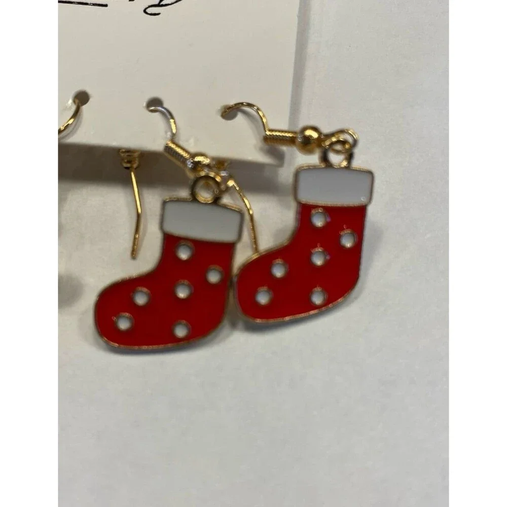 Christmas‎ Jewelry Earrings Santa St Nick Mittens Stocking Stuffer Gift for Her